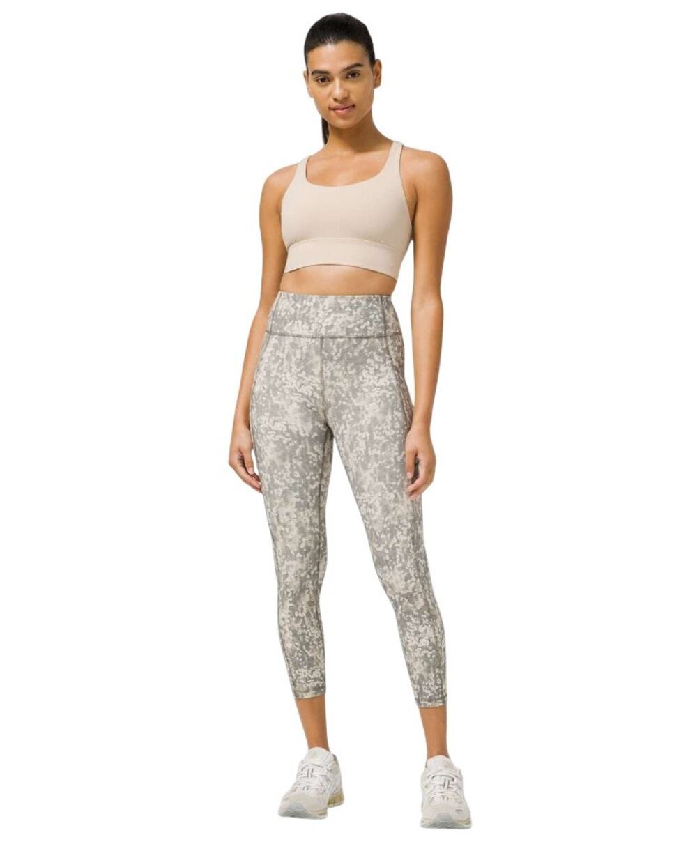 Lululemon Gray Gritstone White Opal Invigorate High Rise Crop Leggings 23"